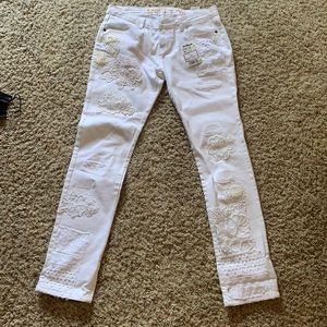 White straight leg jeans